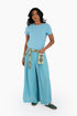 Embroidered linen belt with pocket